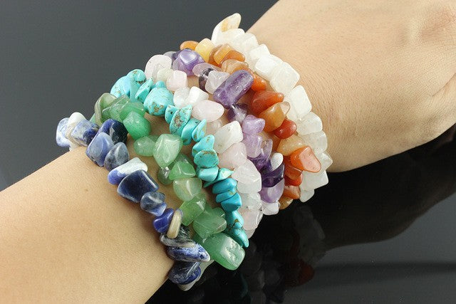 Gemstone Chip Bracelet – Black Agate | Elastic Fit