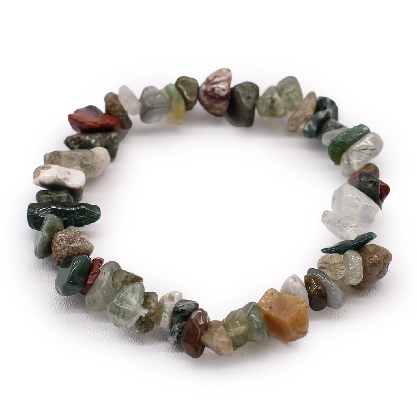 Gemstone Chip Bracelet – Moss Agate | Elastic Fit