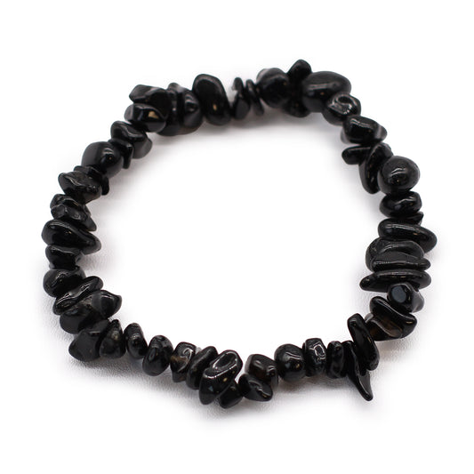 Gemstone Chip Bracelet – Black Agate | Elastic Fit