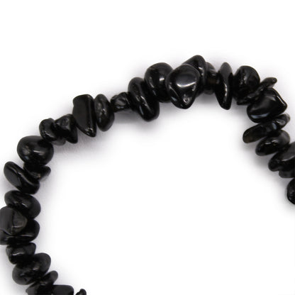 Gemstone Chip Bracelet – Black Agate | Elastic Fit