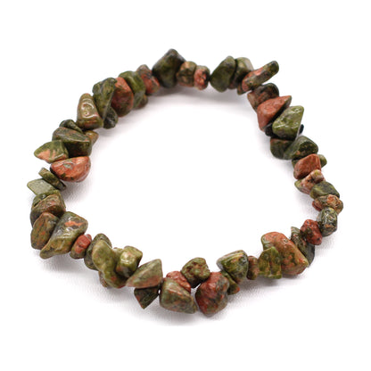Gemstone Chip Bracelet – Green Jasper | Elastic Fit
