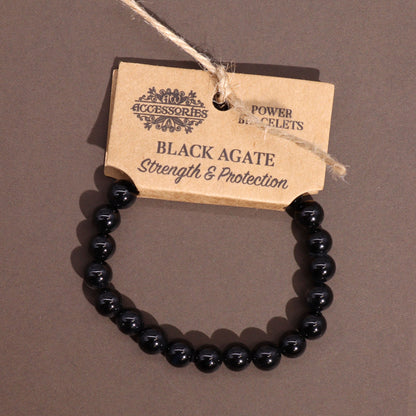 Power Gemstone Bracelet – Black Agate | Strength & Protection