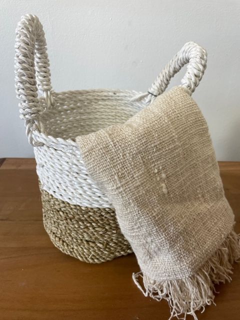 White Seagrass Basket Set – Set of 3  | Handmade & Eco-friendly