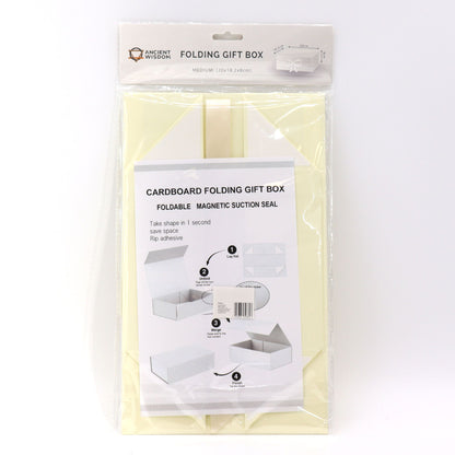 Ivory Luxe Gift Box – Medium | Flat-Pack Rigid Box with Ribbon Closure