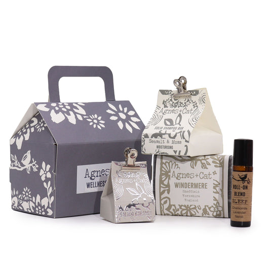 Agnes & Cat Wellness Gift Set – Lake Breeze | Shampoo Bar, Soap, Lip Balm & Roll-on