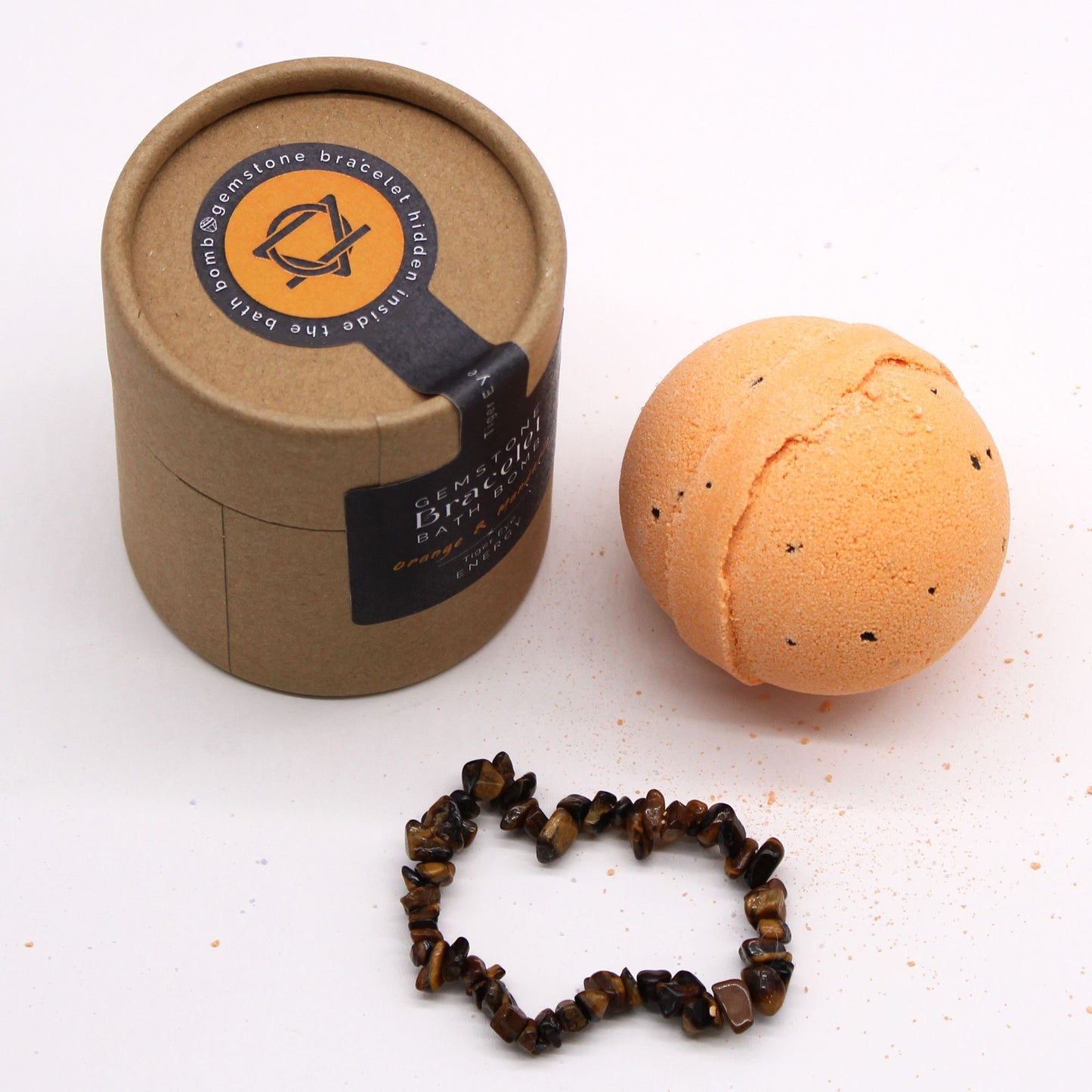 Gemstone Bracelet Bath Bomb – Tiger's Eye| Orange, Mandarin & Shea Butter