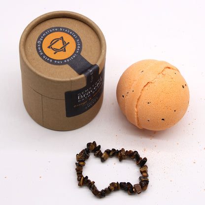 Gemstone Bracelet Bath Bomb – Tiger's Eye| Orange, Mandarin & Shea Butter