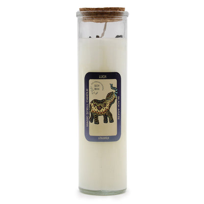 Magic Spell Candle - Luck | Soy Wax with Black Agate Gemstones & Liquorice Fragrance