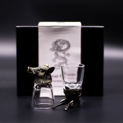 Wild Forest Creatures Bottom Up Shot Glasses – 50ml x Set of 6 | Antique Bronze