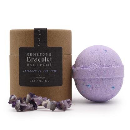 Gemstone Bracelet Bath Bomb – Amethyst | Lavender, Tea Tree & Shea Butter