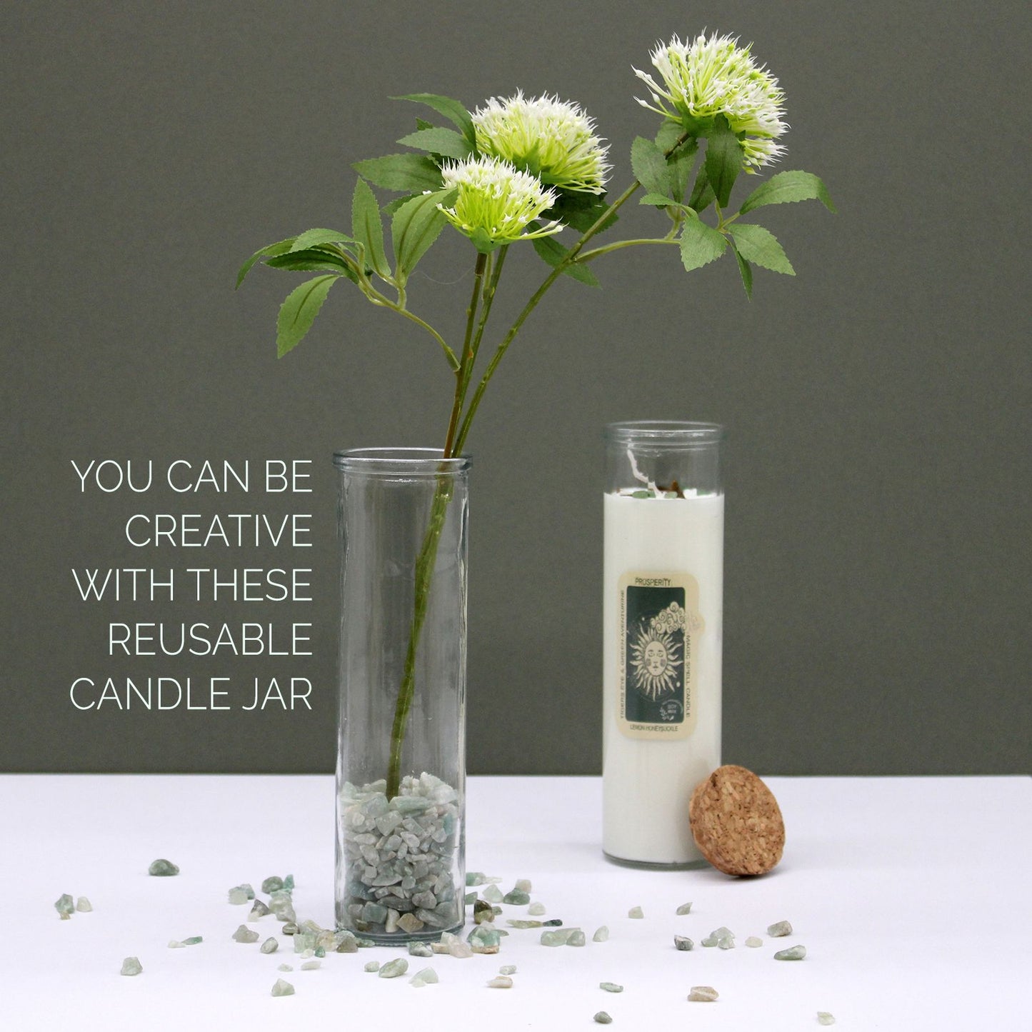 Magic Spell Candle - Friendship | Soy Wax with Moss Agate Gemstones & Velvet Moon Fragrance