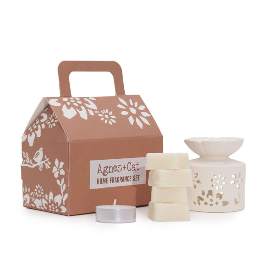 Agnes & Cat Fragrance Gift Set – Moroccan | Oil Burner, Wax Melts & Tealight