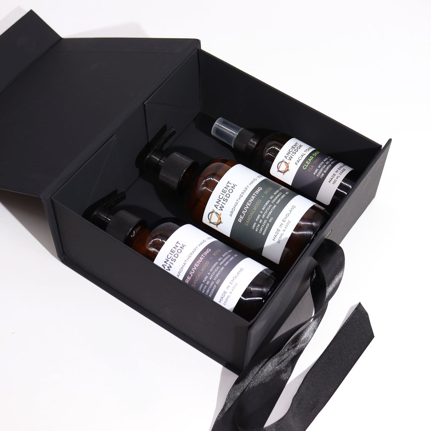 Black Luxe Gift Box – Medium | Flat-Pack Rigid Box with Ribbon Closure