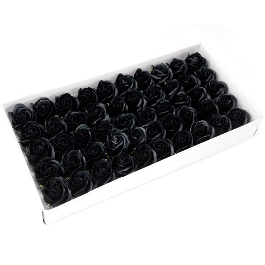Craft Soap Flowers – Medium Black Rose | Pack of 10