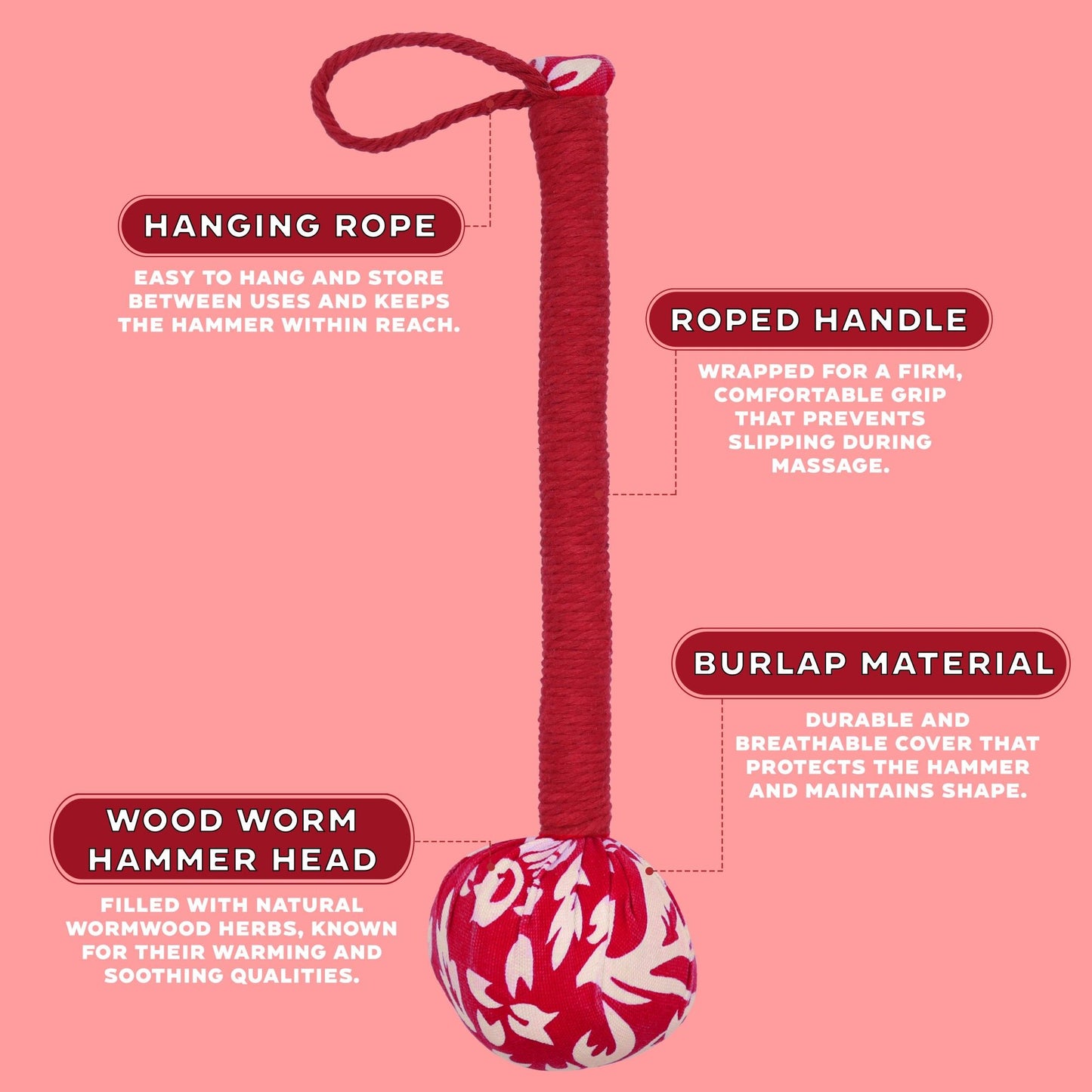 Wormwood Massage Hammer – Red | TCM Tapping Therapy