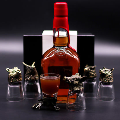 Wild Forest Creatures Bottom Up Shot Glasses – 50ml x Set of 6 | Antique Bronze
