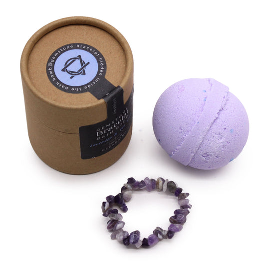 Gemstone Bracelet Bath Bomb – Amethyst | Lavender, Tea Tree & Shea Butter