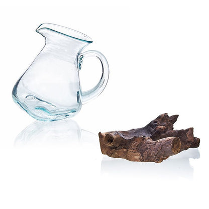Molten Glass Decanter on Wood – Jug | Handcrafted Recycled Glass & Reclaimed Gamal Wood