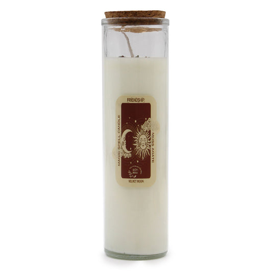 Magic Spell Candle - Friendship | Soy Wax with Moss Agate Gemstones & Velvet Moon Fragrance