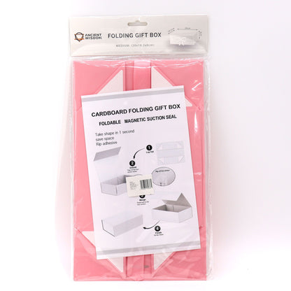 Pink Luxe Gift Box – Medium | Flat-Pack Rigid Box with Ribbon Closure