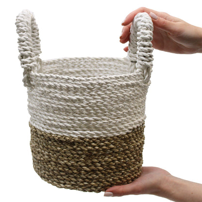 White Seagrass Basket Set – Set of 3  | Handmade & Eco-friendly