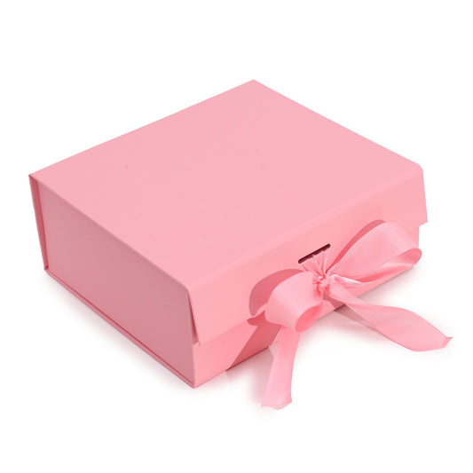 Pink Luxe Gift Box – Medium | Flat-Pack Rigid Box with Ribbon Closure