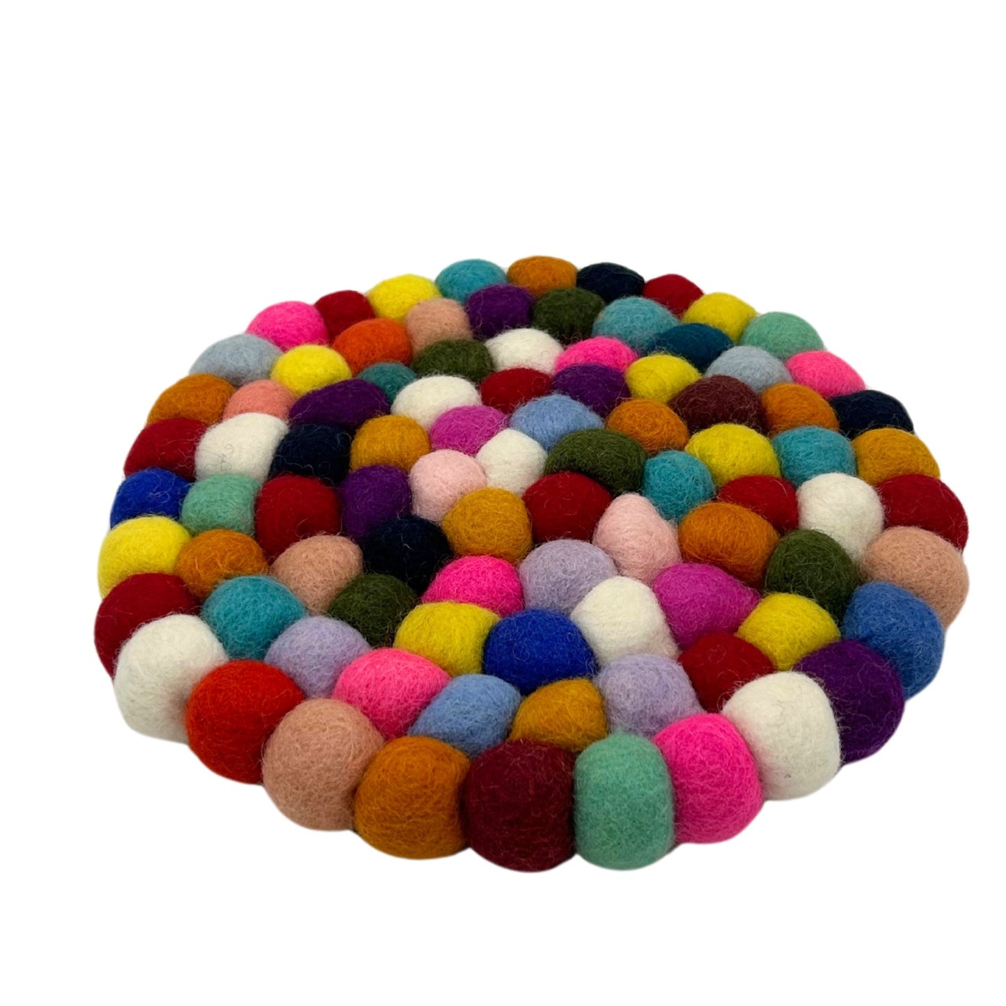 Felt Ball Multicolour Placemat – Round | Handmade in Nepal
