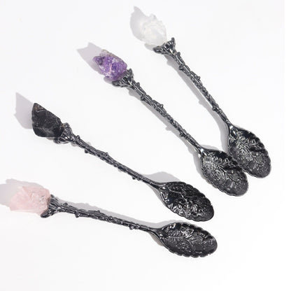 Ancient Witch Gemstone Spoons – Dark Silver | Set of 7