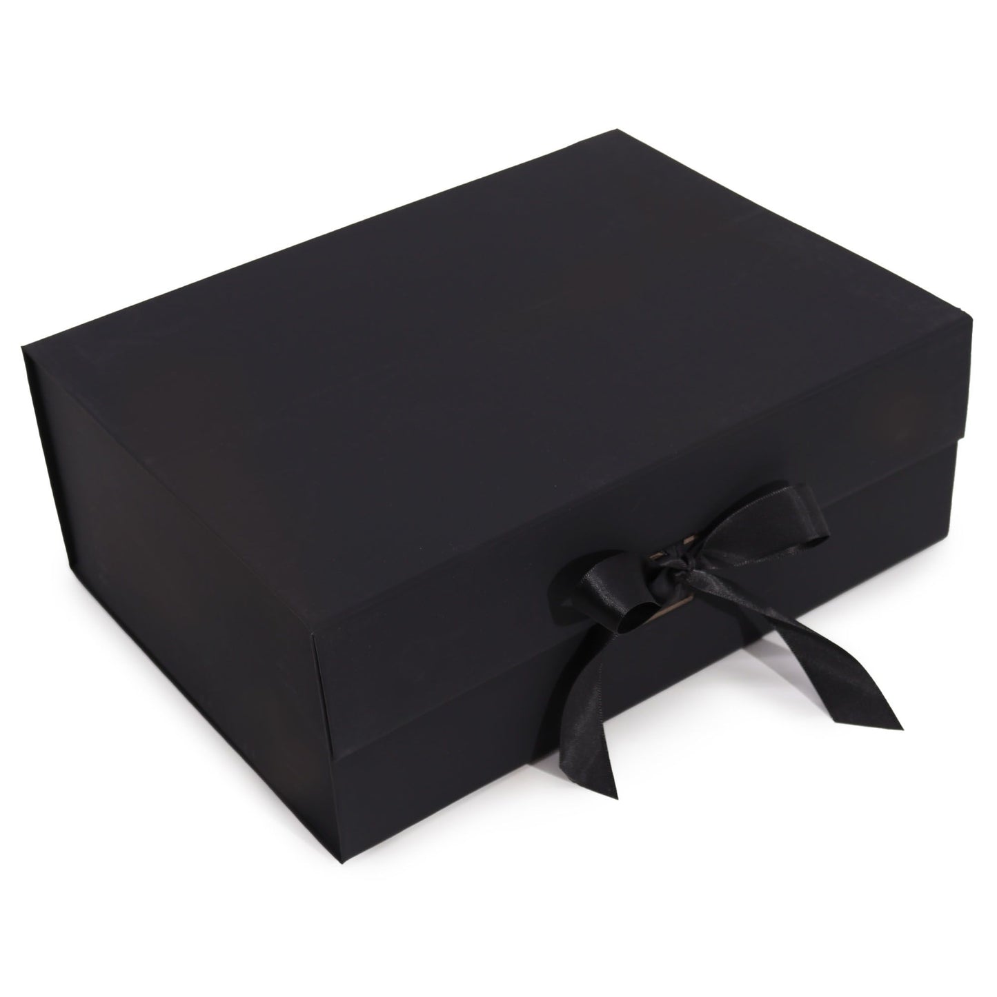 Black Luxe Gift Box – Extra Large | Flat-Pack Rigid Box with Ribbon Closure