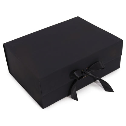 Black Luxe Gift Box – Extra Large | Flat-Pack Rigid Box with Ribbon Closure
