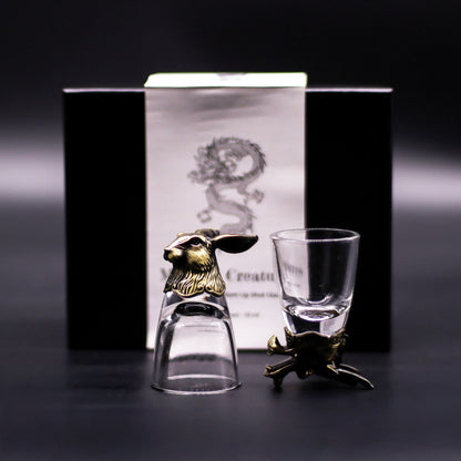 Mystical Creatures Bottom Up Shot Glasses – 50ml x Set of 6 | Antique Bronze