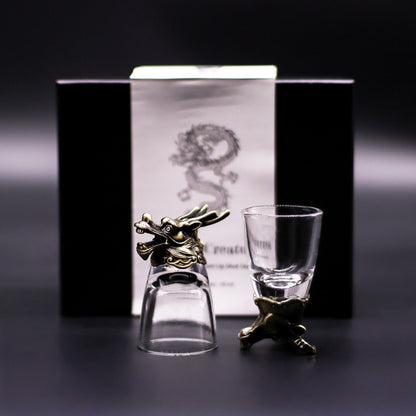 Mystical Creatures Bottom Up Shot Glasses – 50ml x Set of 6 | Antique Bronze