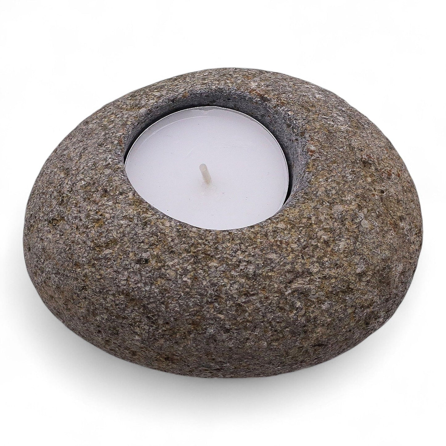 Natural Riverstone Candle Holder – Single Nightlight | Handmade in Indonesia