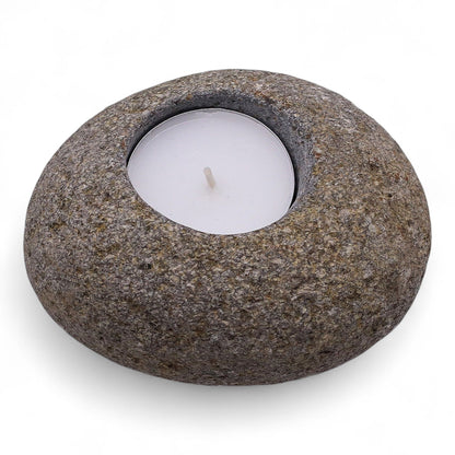 Natural Riverstone Candle Holder – Single Nightlight | Handmade in Indonesia