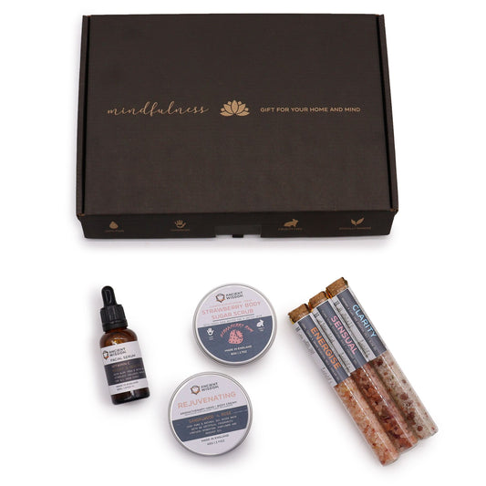 Self Care Kit  – Serenity Essential | Sugar Scrub, Body Cream, Bath Salts & Facial Serum