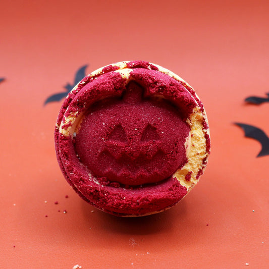 Halloween Bath Bomb – Red & Orange Carved Pumpkin | Aniseed Fragrance