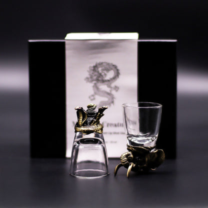 Mystical Creatures Bottom Up Shot Glasses – 50ml x Set of 6 | Antique Bronze