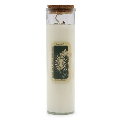 Magic Spell Candle - Prosperity | Soy Wax with Tiger's Eye + Green Aventurine Gemstones & Lemon Honeysuckle Fragrance