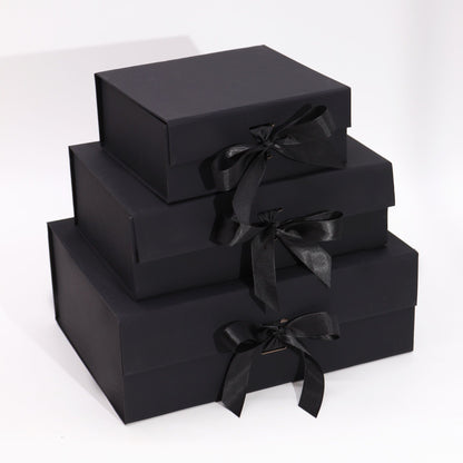 Black Luxe Gift Box – Extra Large | Flat-Pack Rigid Box with Ribbon Closure