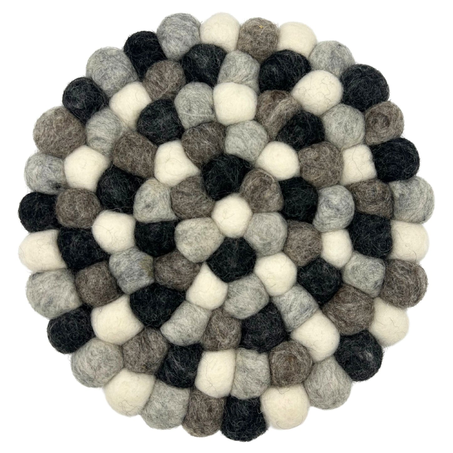 Felt Ball Multi-Grey Placemat – Round | Handmade in Nepal