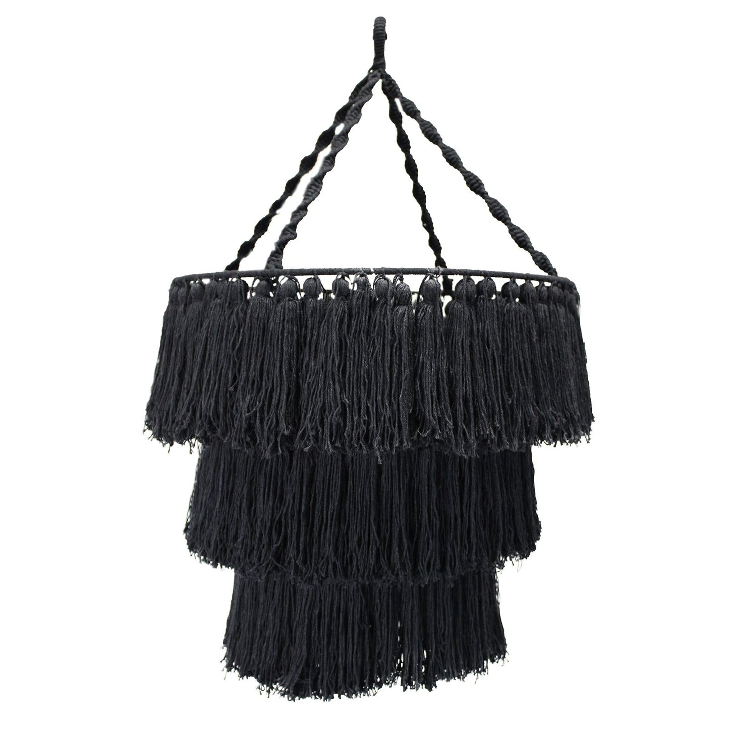 Macrame Soft Chandelier – Black | Hand-Woven Cotton