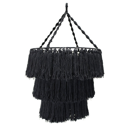 Macrame Soft Chandelier – Black | Hand-Woven Cotton