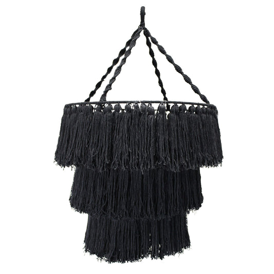 Macrame Soft Chandelier – Black | Hand-Woven Cotton