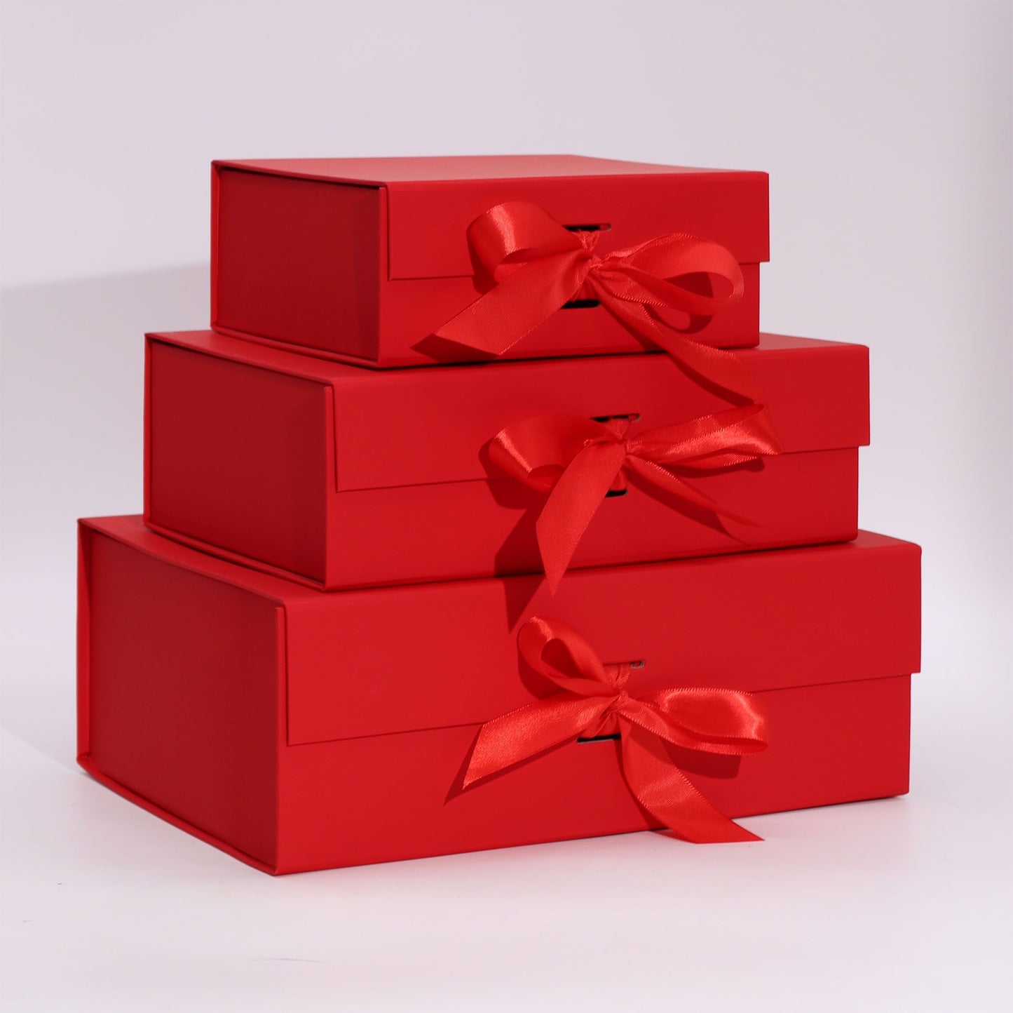 Red Luxe Gift Box – Extra Large | Flat-Pack Rigid Box with Ribbon Closure