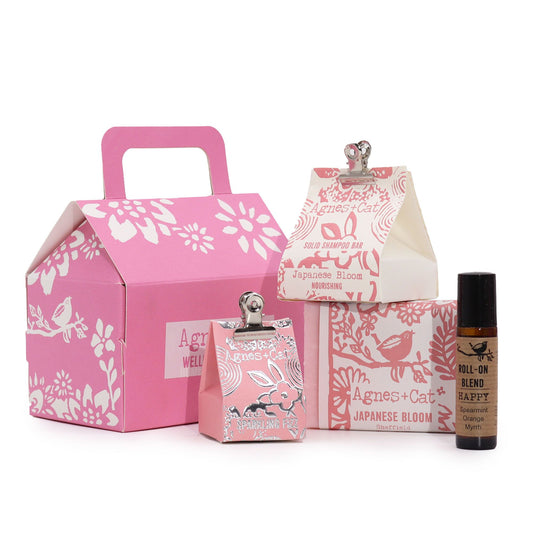 Agnes & Cat Wellness Gift Set – Bloom & Bliss | Shampoo Bar, Soap, Lip Balm & Roll-on
