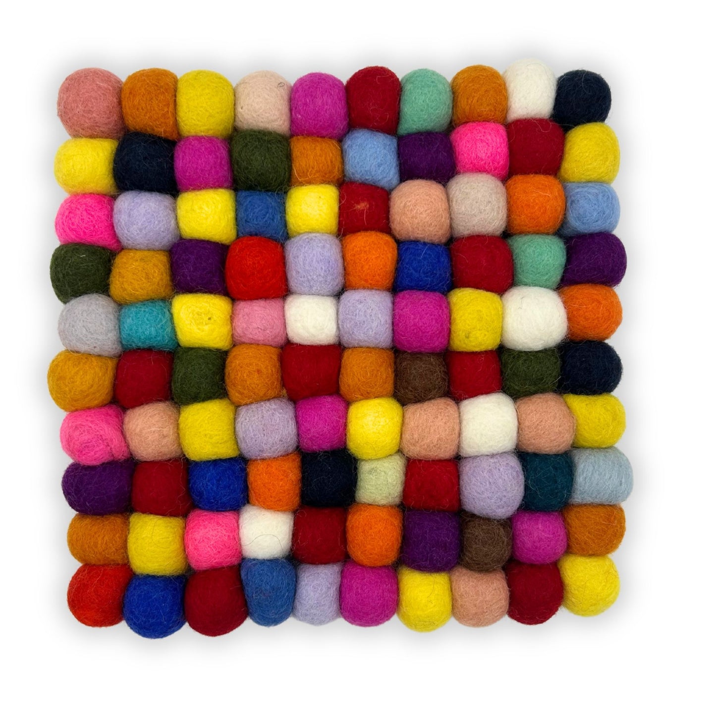 Felt Ball Multicolour Placemat – Square | Handmade in Nepal