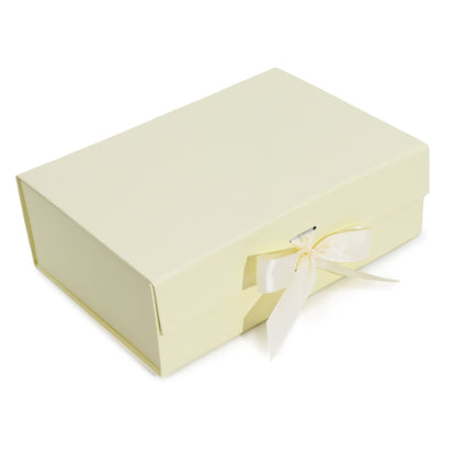Ivory Luxe Gift Box – Large | Flat-Pack Rigid Box with Ribbon Closure