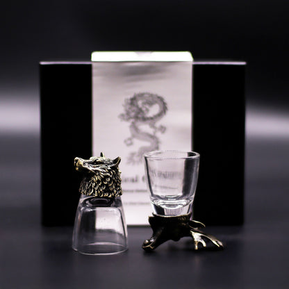 Wild Forest Creatures Bottom Up Shot Glasses – 50ml x Set of 6 | Antique Bronze