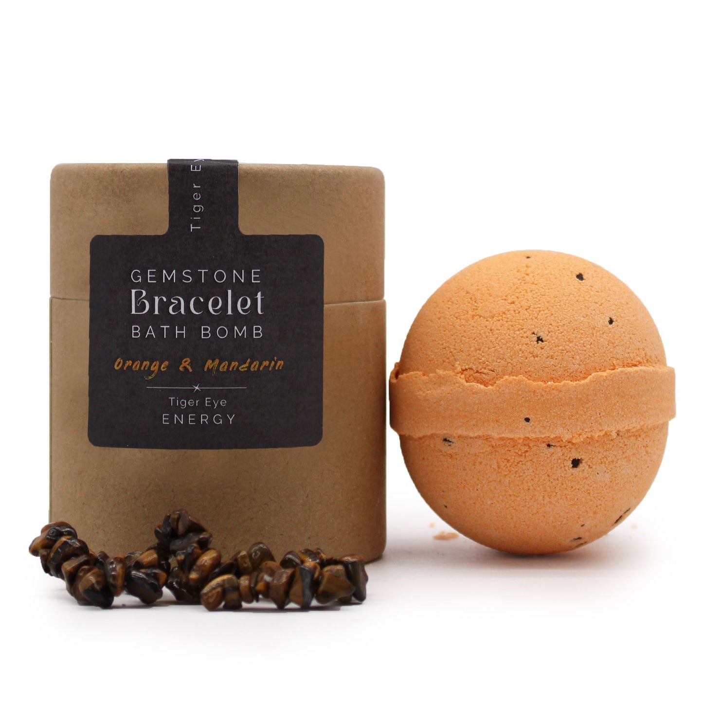 Gemstone Bracelet Bath Bomb – Tiger's Eye| Orange, Mandarin & Shea Butter