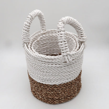 White Seagrass Basket Set – Set of 3  | Handmade & Eco-friendly